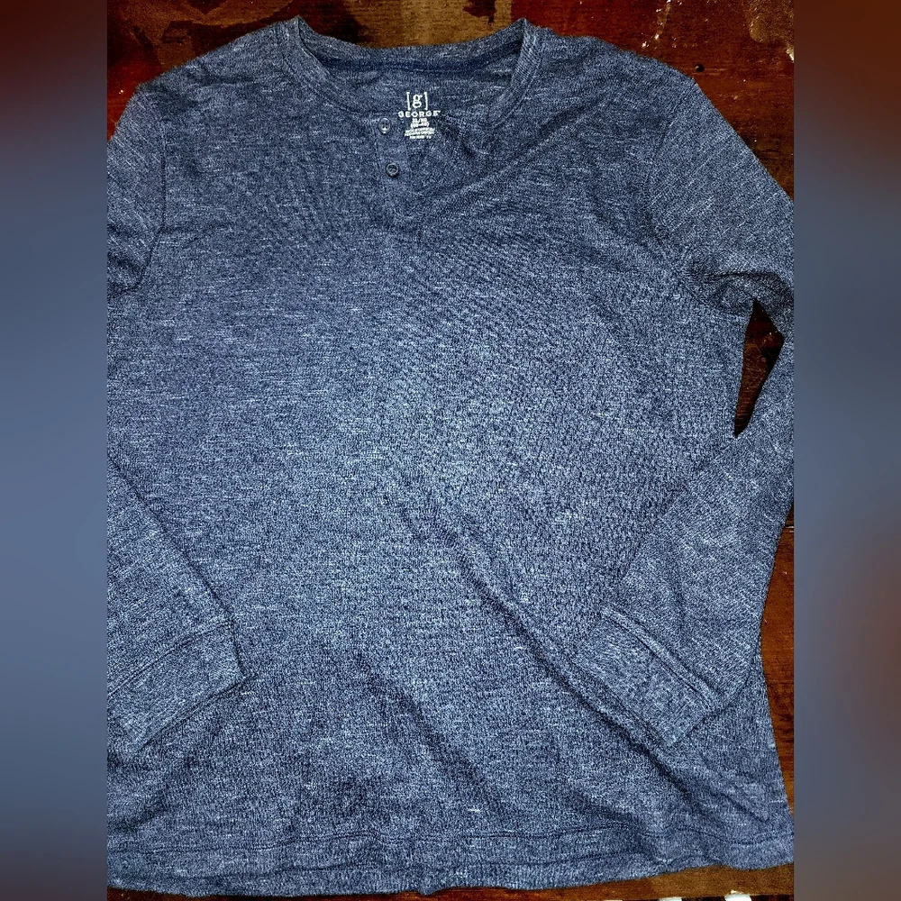 🤴👔 NWOT Men's Long sleeve henly thermal Dark Navy shirt in XL by George